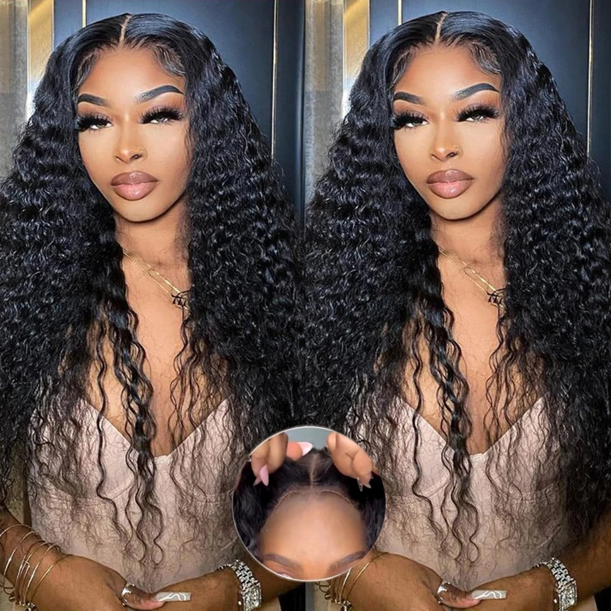 200% Density Glueless HD Lace Wig – Deep Wave Human Hair