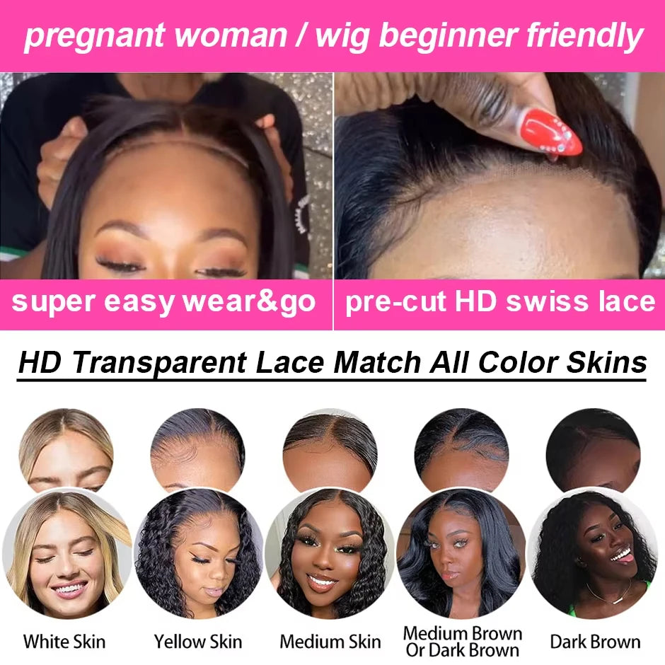 200% Density Glueless HD Lace Wig – Deep Wave Human Hair