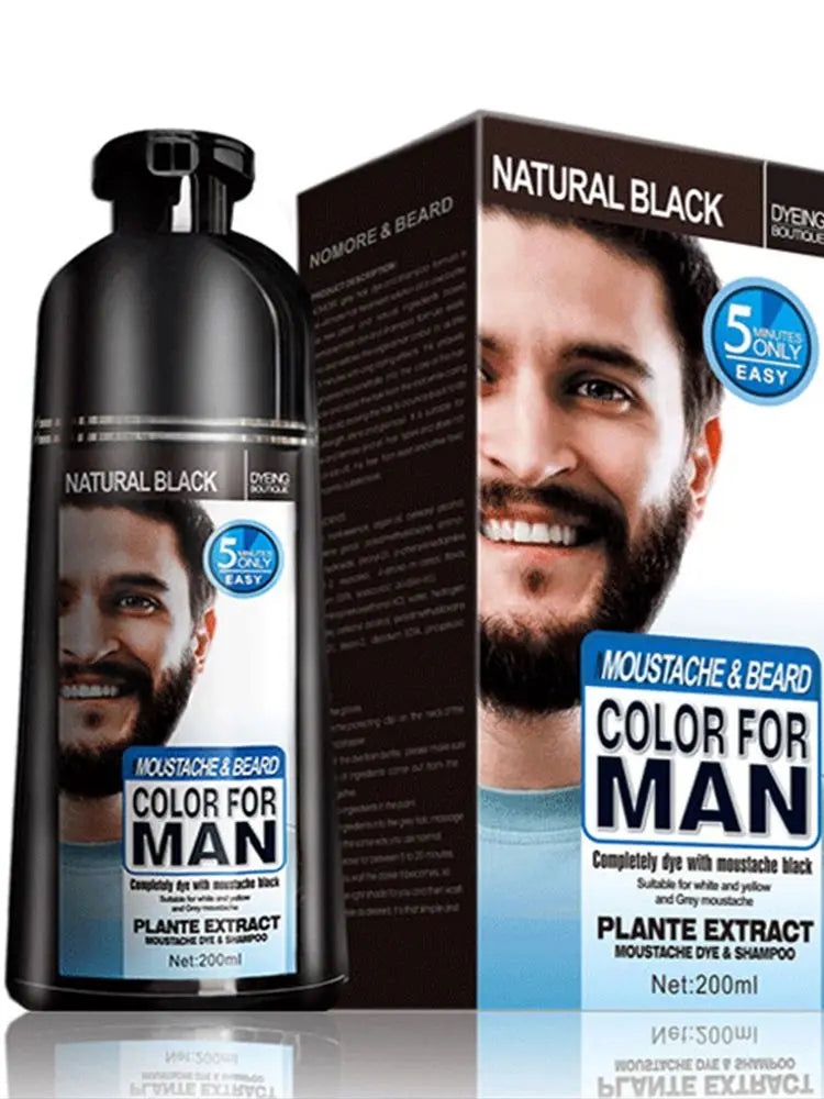 Long-Lasting Beard Dye Shampoo – 200ml, Grey & White Hair Coverage