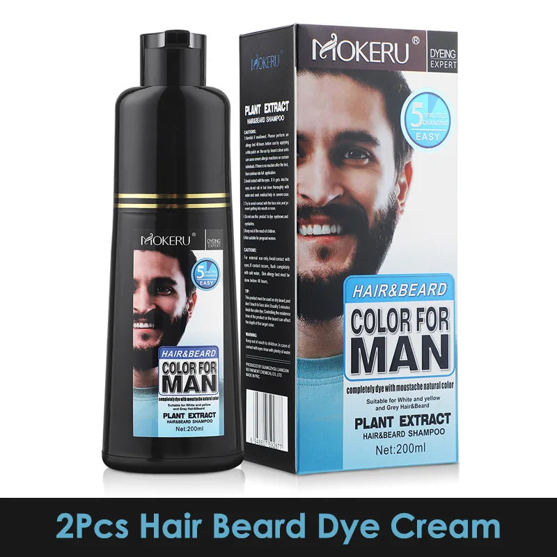 Long-Lasting Beard Dye Shampoo – 200ml, Grey & White Hair Coverage